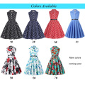 Grace Karin Mädchen Sommerkleid Kinder Vintage 50&#39;s Kleid Retro Vintage Sleeveless Revers Kragen Red Polka Dots Kleid CL009000-3